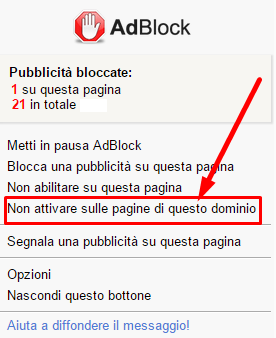 disattivare adblock